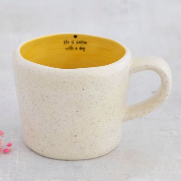 🐶 NATURAL LIFE 🐶 mug LIFE IS BETTER WITH A DOG coffee tea YELLOW CREAM - Picture 10 of 10